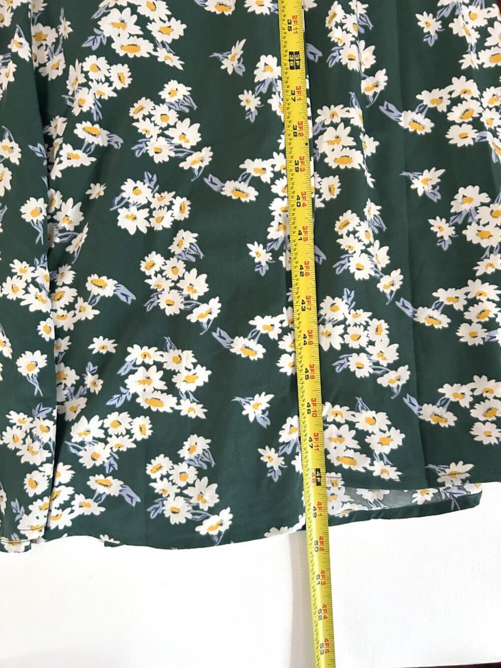 RIHOAS Green White Daisy Floral Midi Cottagecore Midi Dress Short Sleeve Size S - Picture 5 of 8